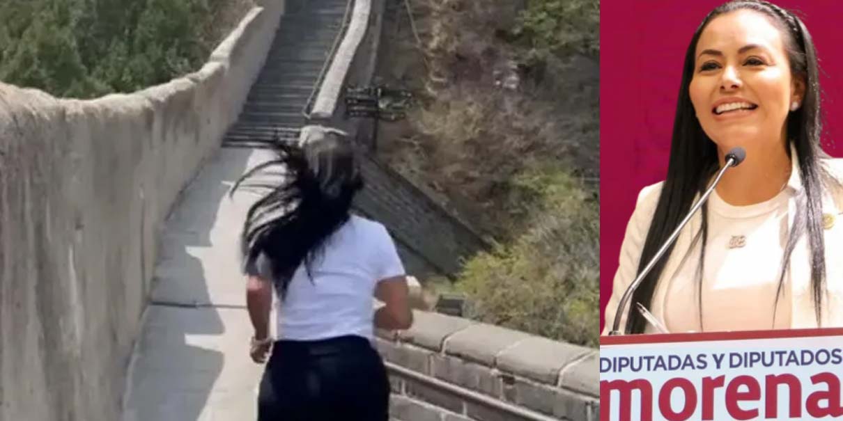 Diputada de Morena Sandra Anaya presume su entrenamiento en la Muralla China