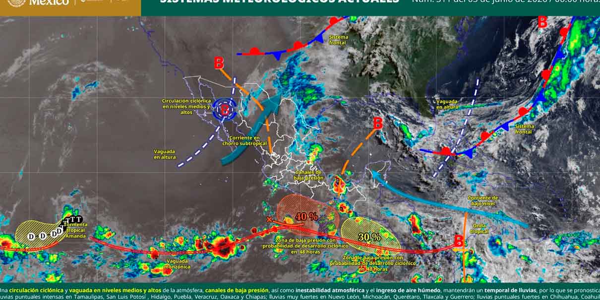 Temporal de lluvias afectará gran parte de México; Puebla espera precipitaciones intensas este 5 de junio