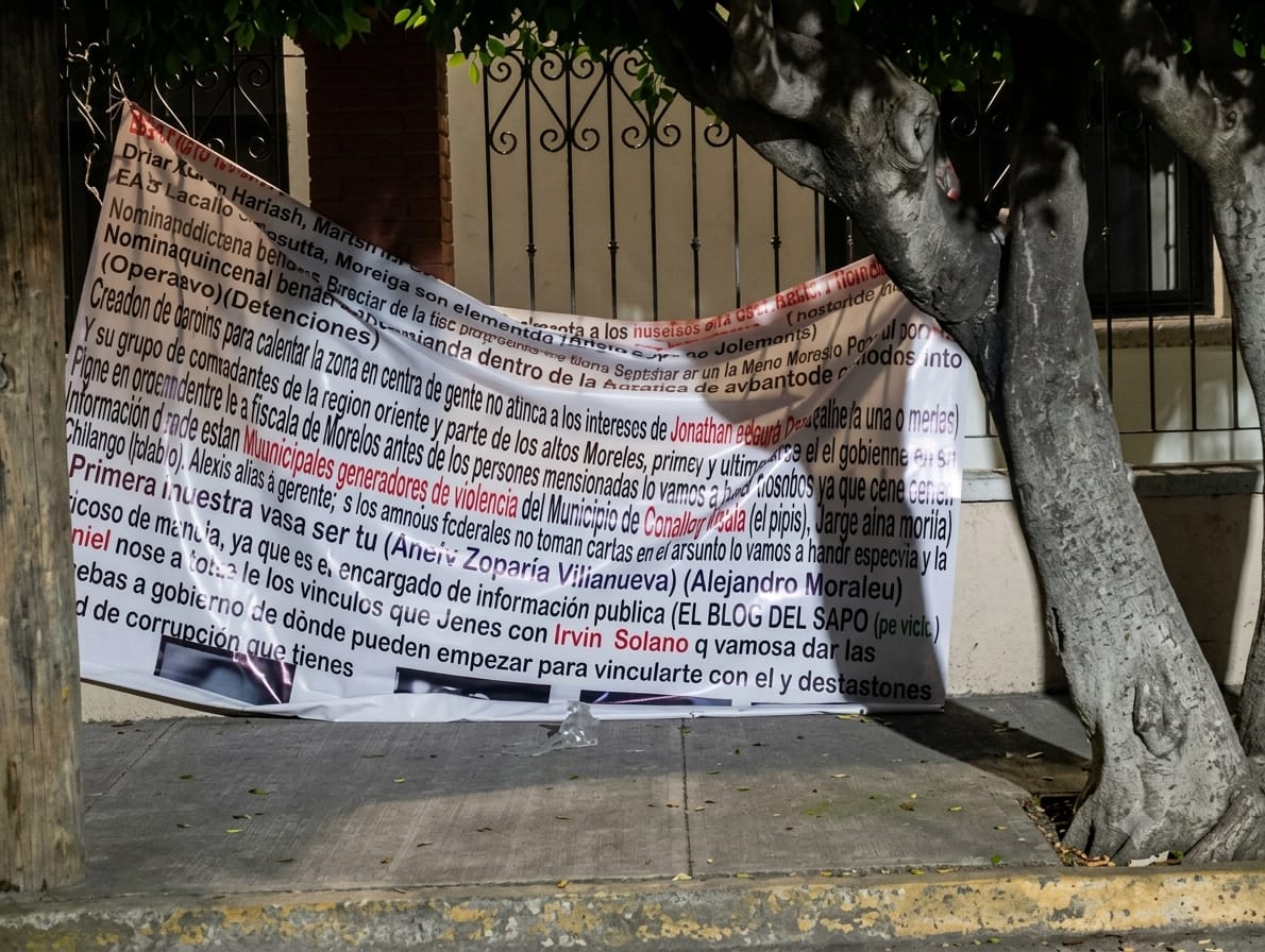Dos lonas con presuntos mensajes atribuidos a la delincuencia organizada fueron localizadas durante la madrugada en distintos puntos de Cuautla.