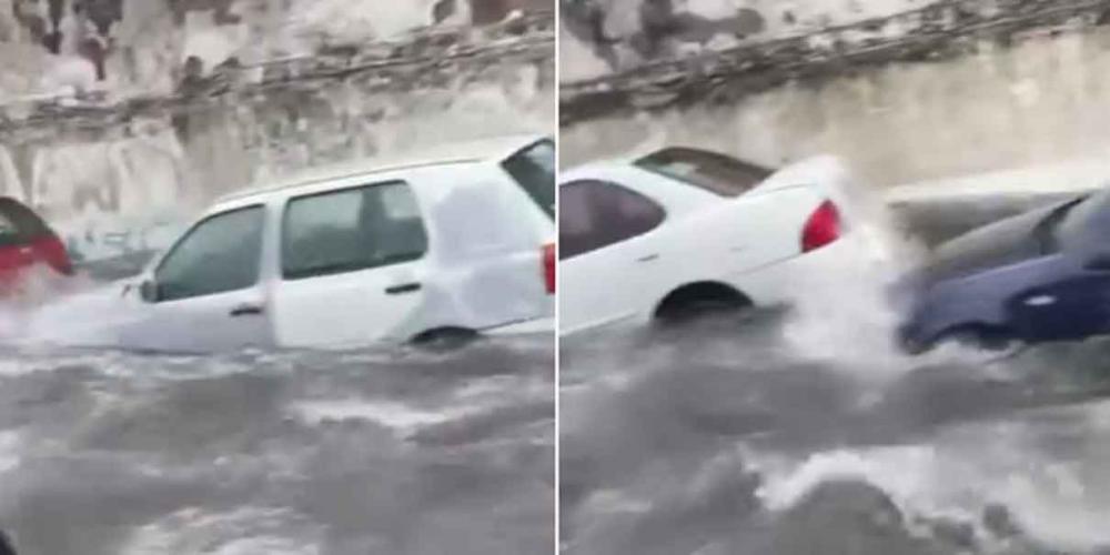 Autos flotan por inundaciones en Veracruz