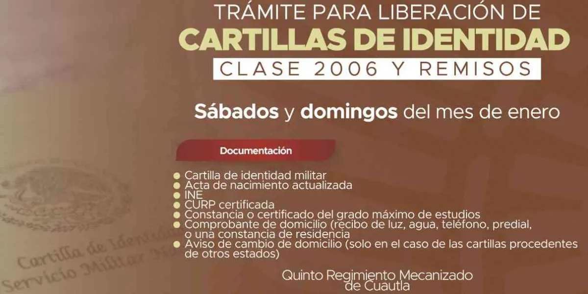 Anuncia la junta municipal de reclutamiento de Cuautla inicio de trámites para liberación de cartillas de identidad clase 2006 y remisos
