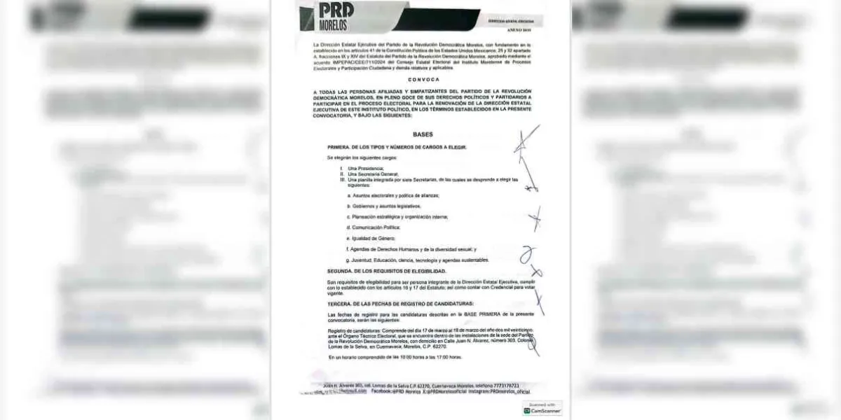 PRD Morelos convoca a renovación de dirigencia