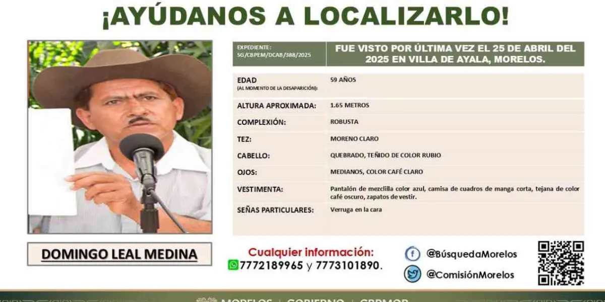 Reportan desaparición de Domingo Leal, activista y defensor del agua en Morelos