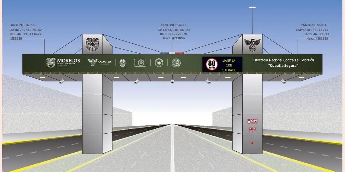 La instrucción del Gobierno del Estado de Morelos es crear arcos de seguridad con cámaras y lectores de placas, justo como se observa en la imagen, estos también estarían en la zona sur de Morelos