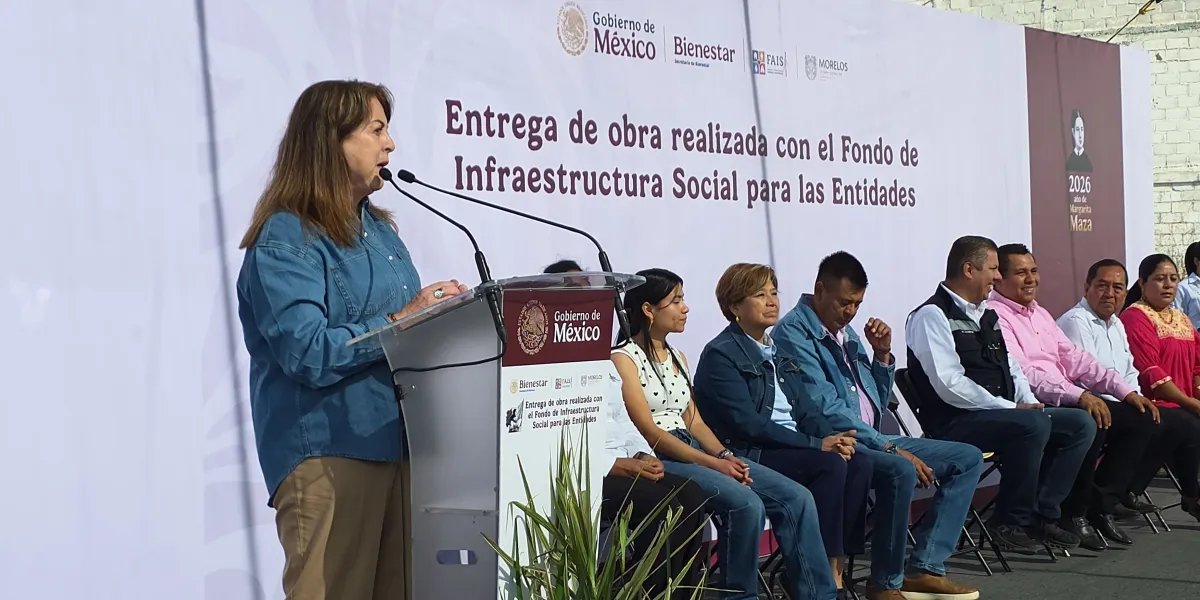 Margarita González Saravia inauguró una red de agua potable en Atlatlahucan que beneficiará a 540 habitantes de la comunidad de Las Minas.