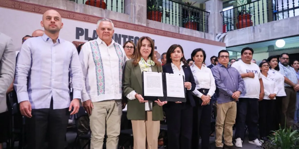 Gobierno de Morelos y UAEM firman acuerdo para implementar el Plan Integral de Seguridad Universitaria en beneficio de estudiantes.