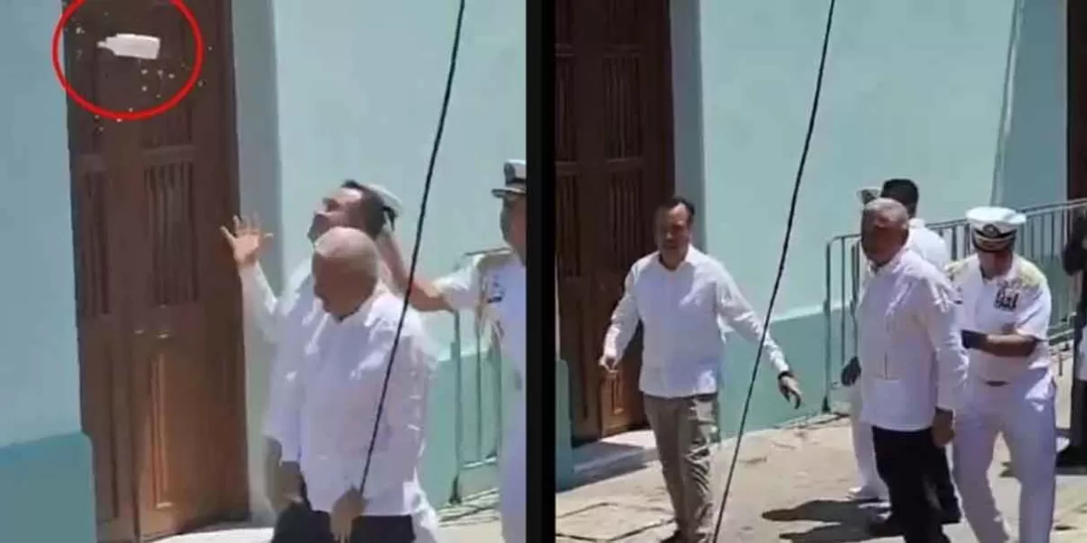 A botellazos y gritos de “dictador” recibieron a AMLO en Veracruz; trabajadores del PJ se deslindan de agresión