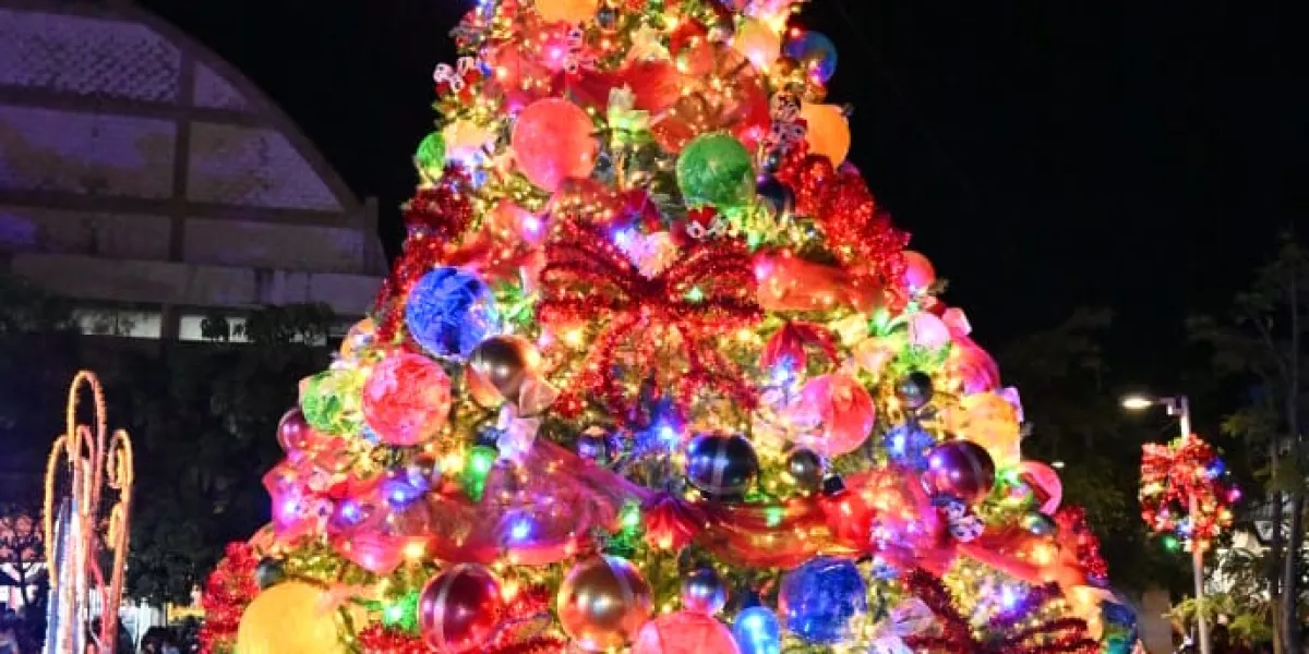 El alcalde de Cuautla realiza encendido de árbol navideño