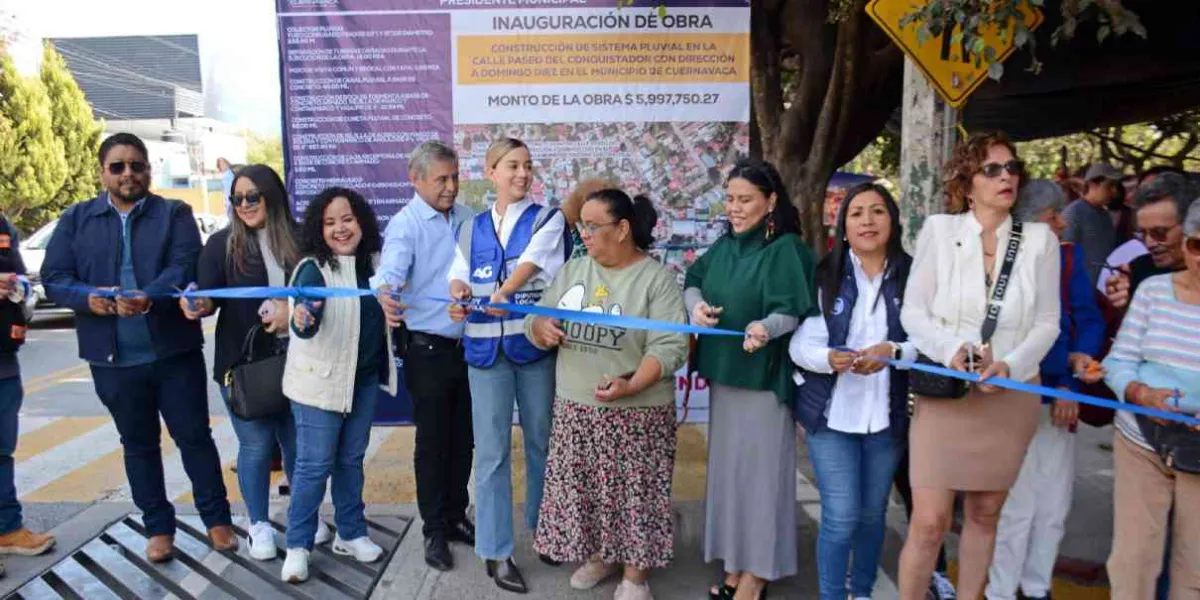 Entrega José Luis Urióstegui la obra de reconstrucción del sistema pluvial en paseo del conquistador 