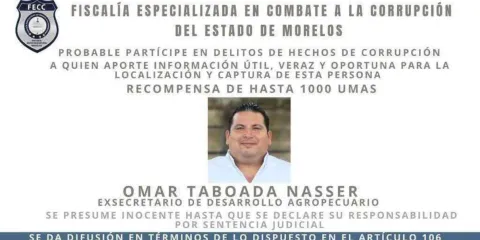 Emiten nueva ficha de localización, ahora contra Omar Taboada Nasser