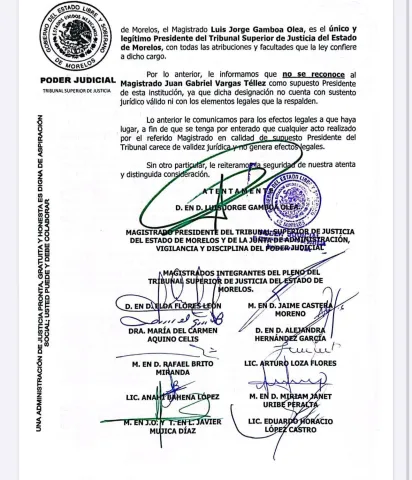 Confirman continuidad de Jorge Gamboa como presidente del TSJ