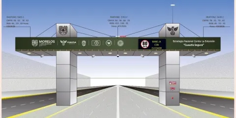 La instrucción del Gobierno del Estado de Morelos es crear arcos de seguridad con cámaras y lectores de placas, justo como se observa en la imagen, estos también estarían en la zona sur de Morelos