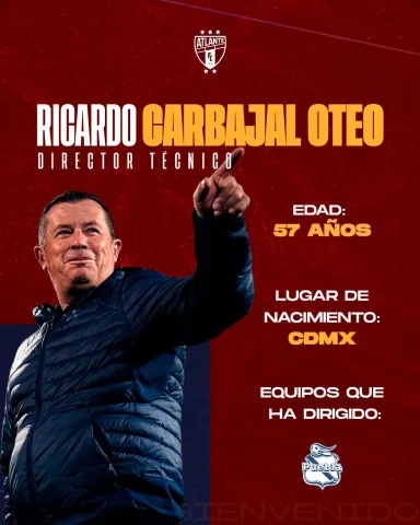 Ricardo Carbajal, nuevo técnico del Atlante.