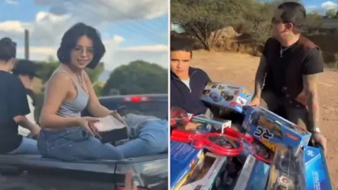 La dinastía Aguilar y Christian Nodal reparten juguetes en Zacatecas