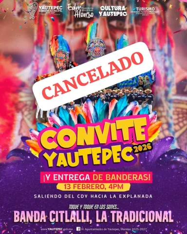 El Gobierno de Yautepec, encabezado por Eder Alonso Gutiérrez, canceló el convite del 13 de febrero tras el asesinato del director de Cultura, Héctor Meza Maldonado.