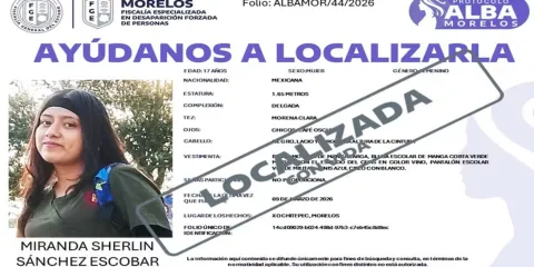 Localizan con vida a estudiante desaparecida en Morelos