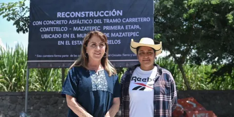 Gobernadora supervisa rehabilitación de la carretera Mazatepec–Coatetelco
