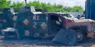 FGR destruye 50 vehículos blindados utilizados por Cártel en Tamaulipas