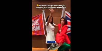 La gimnasta Elsa García arroja con desprecio la bandera mexicana 